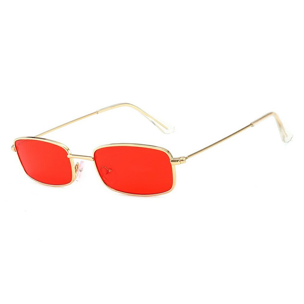 Small Retro Shades Rectangle Sunglasses Men Red Lens Metal Frame Clear Lens Driving Riding Sun Glasses For Women Unisex UV400: 5