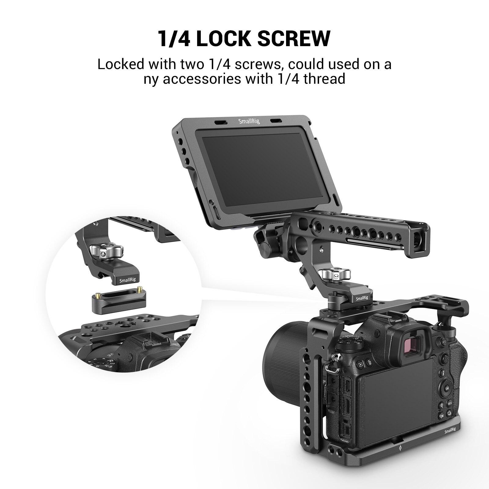 Trilho de segurança para câmera smallrig dslr, trilho de liberação rápida para câmera (46mm) punho nato para montagem de evf estilo nato, anexo 1409