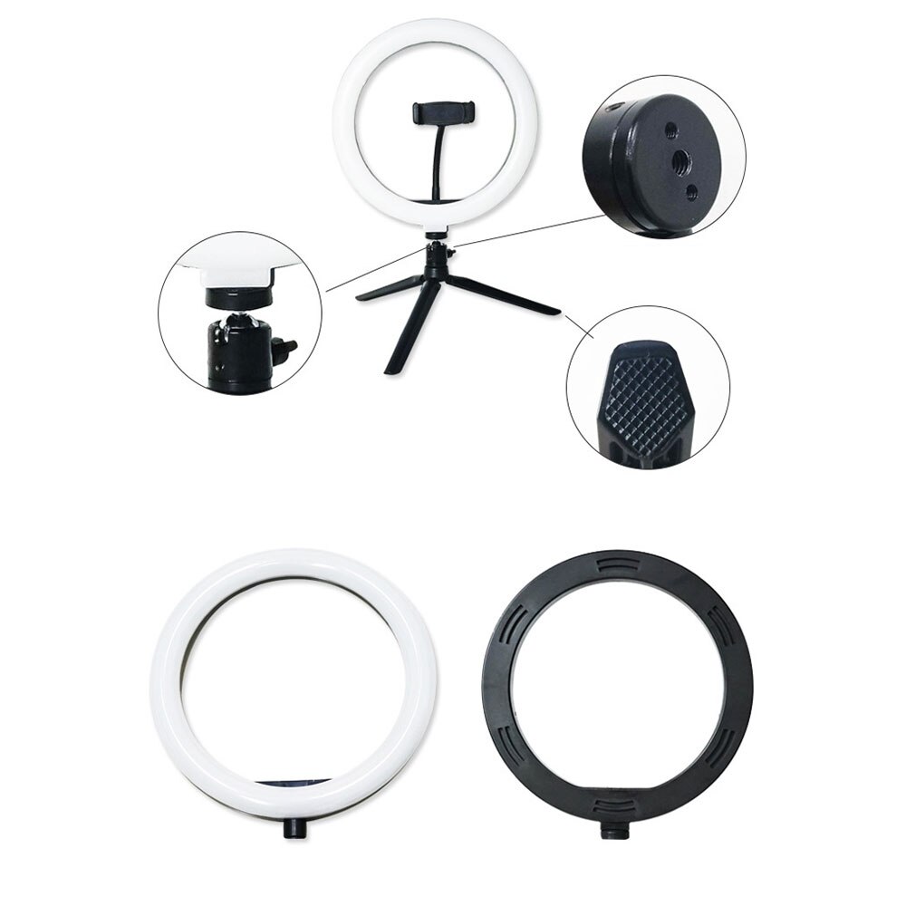 Photography LED Selfie Ring Light 26cm Dimmable 10inch USB Camera Phone Studio Ring Lamp With Tripods For Makeup Video Live