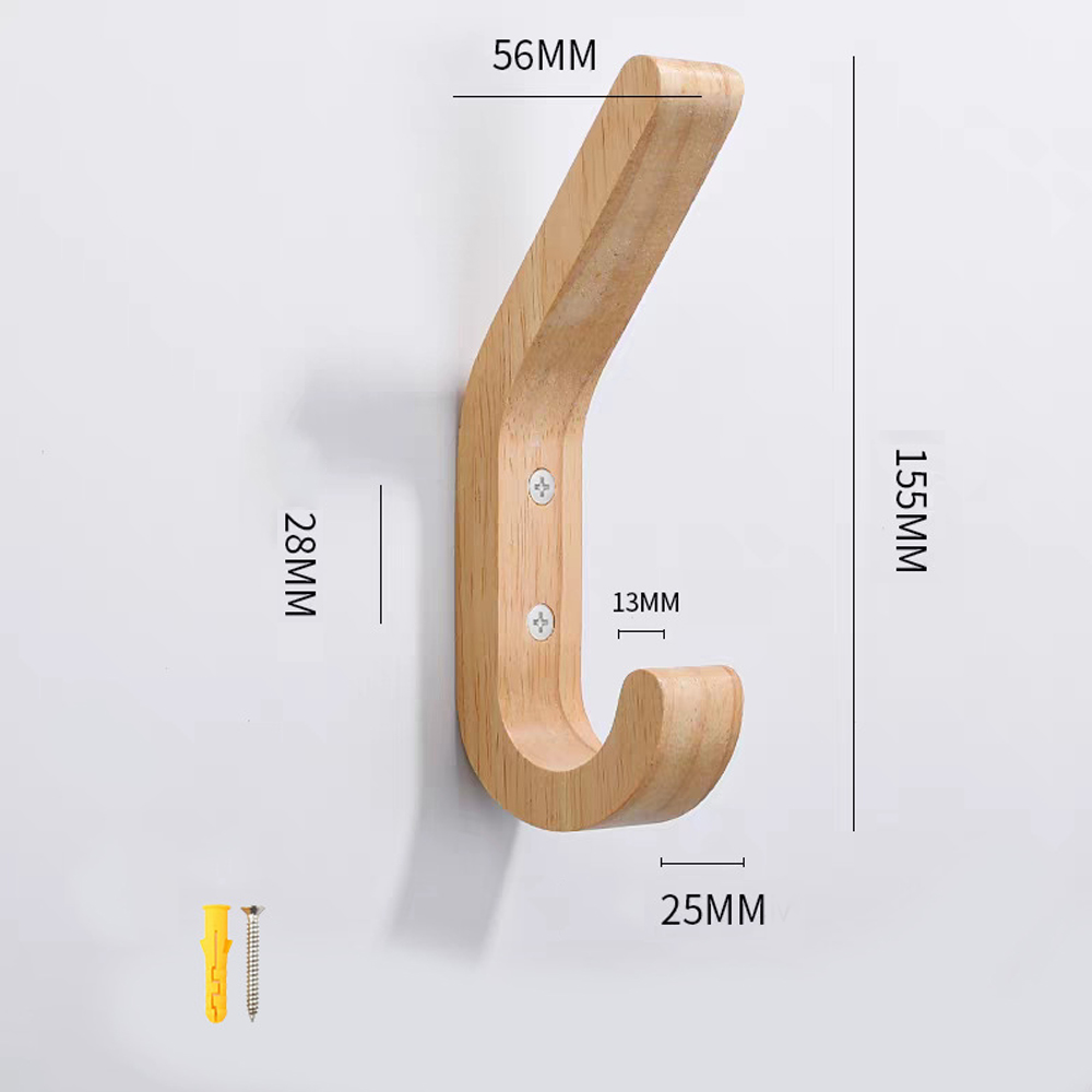 Ganci appendiabiti in legno da parete, resistenti, doppi, con viti, in rovere naturale vintage, accessori per camera da letto