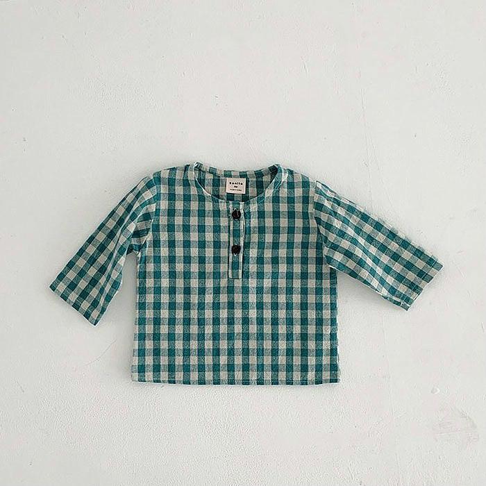 5460 Klassieke Plaid Peuter Kids Shirts Lange Mouw 0-24M Baby Jongens Casual Blouse Herfst Lente Peuter Meisje tops Shirts: green / 9m