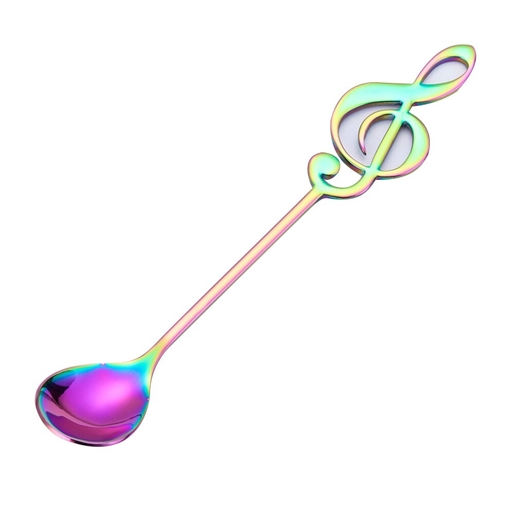 7 Colors Note Stainless Steel Coffee Tea Stirring Spoon Teaspoon Music Theme Metal Cake Dessert Ice Cream Spoons Flatware: 03