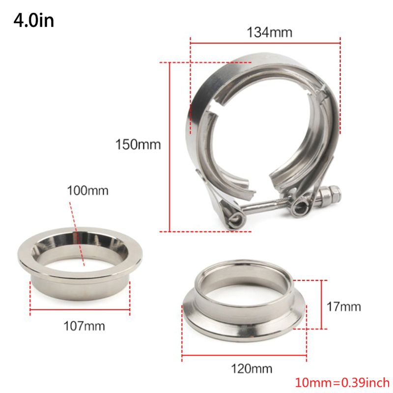 Quick Quick Release V-band Exhaust Clamp Male Female Flanges Kit Stainless Steel Universal V band Clamp 1.5 2" 2.5" 3.25" 3.5"