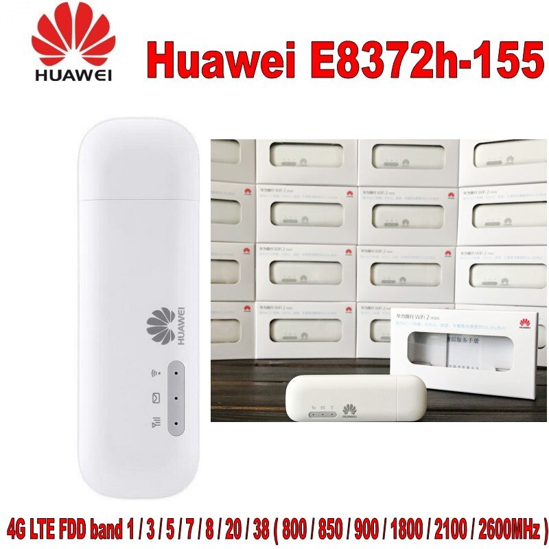 Desbloqueado e8372 E8372h-155 4g lte fdd banda 1/3/5/7/8/20 tdd banda 38/40/41 150 mbps usb wifi modem roteador wi-fi dongle