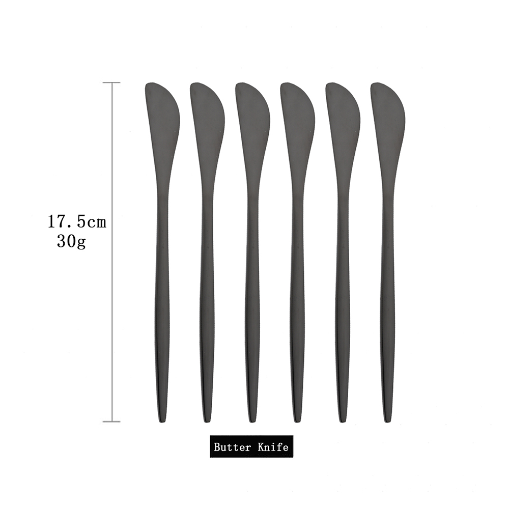Juego de cubiertos de acero inoxidable para cocina, cubertería negra mate de 6 piezas, cuchara de hielo, tenedor, cuchillo de postre: Rojo