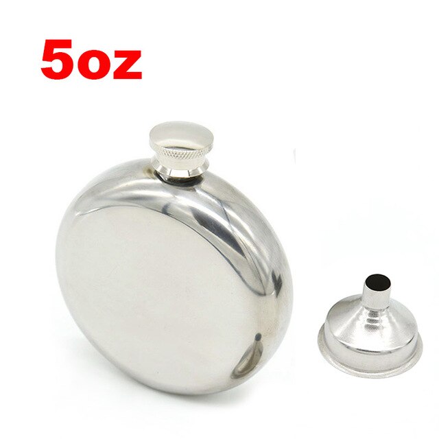 UPORS 10OZ Hip Flask with Funnel Portable Stainless Steel Pocket Flask Whiskey Vodka Alcohol Bottle Metal Screw Cap Liquor Flask: 5oz and Funnel