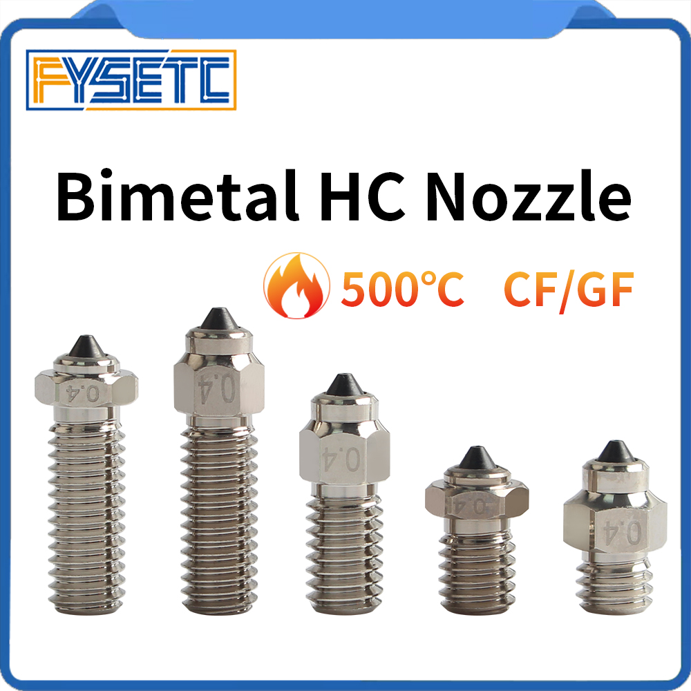 Boquilla HC bimetálica resistente al desgaste de acero endurecido FYSETC DLC para impresora 3D V6/Vulcano/Mk8 Hotend Neptune4 K1