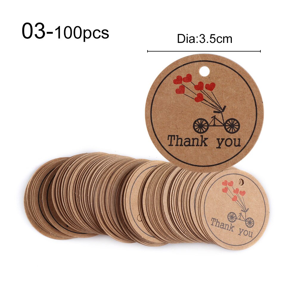 100 stuks rode hartvormige lege hanglabels in de vorm van een ronde kraftpapieren kaart, bruiloftsfeestpakket, benodigdheden voor decoratieve accessoires: 3