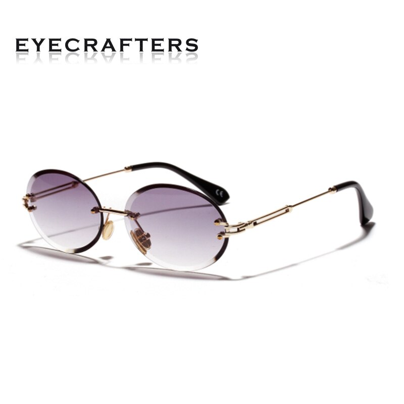 EYECRAFTERS Small Sunglasses Women Rimless Round Sun Glasses Women Shades Style Female Uv400 Retro Male: Gray