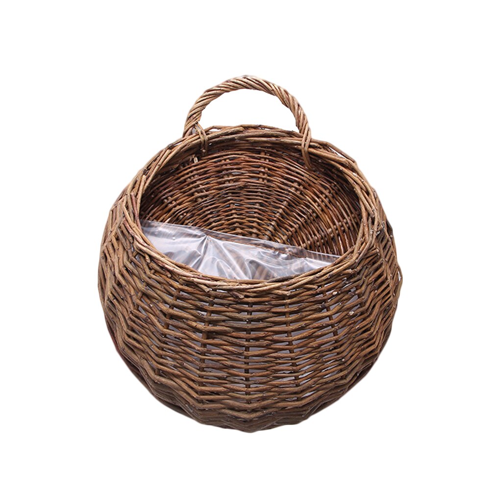Cesta de mimbre hecha a mano para flores, maceta de Vid verde, jardinera colgante, contenedor de perchas, colgadores de pared, cesta para plantas de jardín: 02