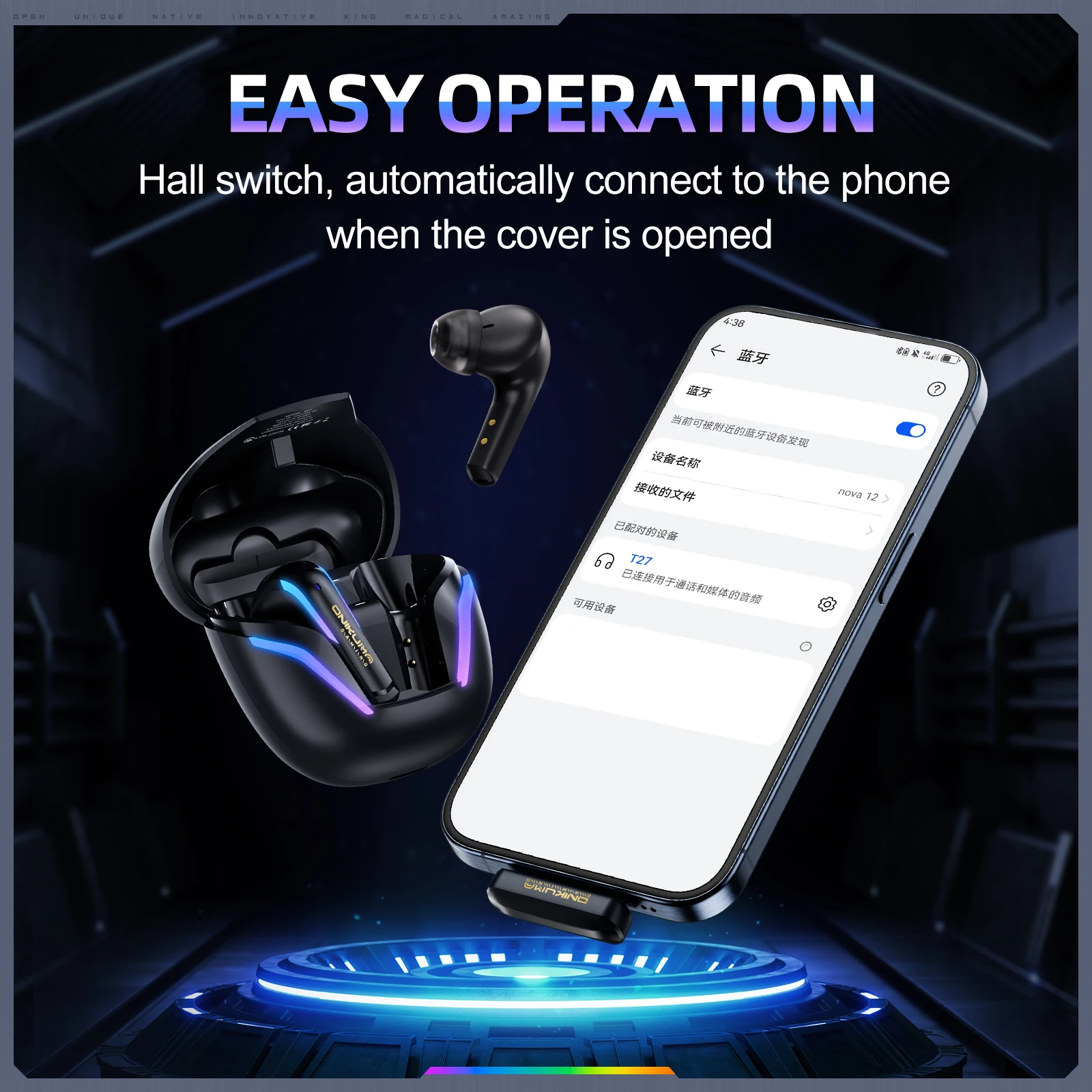 Onikuma  t27 wireless 2.4g dual-mode cool rgb gaming-kopfhörer mit hochauflösender anrufqualität und geringer latenz für gaming