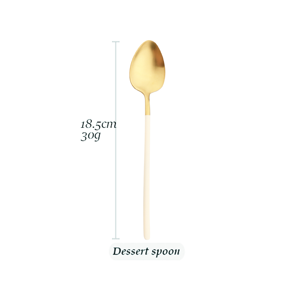 1Pcs Bestek Set 304 Rvs Kleurrijke Servies Set Lepel Mes Servies Set Zilverwerk Beige Goud Keuken Accessoires: YELLOW