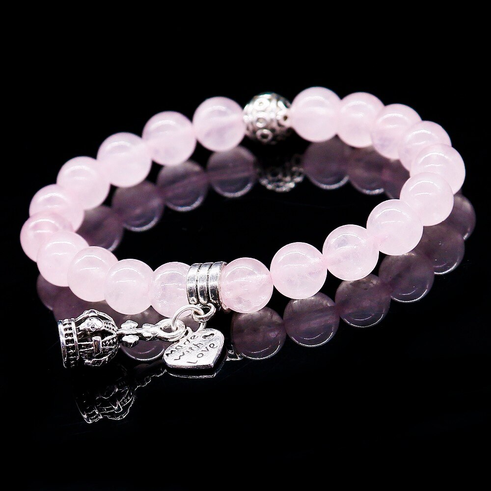 Natuursteen Roze Crystal Armbanden En Armbanden Voor Vrouwen Mannen Kleur Hangend Charm Armband Casual Sieraden Liefde