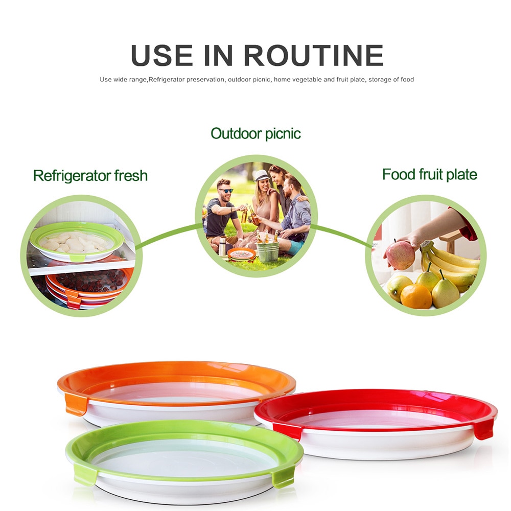 Clever Tray Food Plastic Preservation Tray Kitchen Food Fresh Keeping Storage Container Microwave Food Preservatio