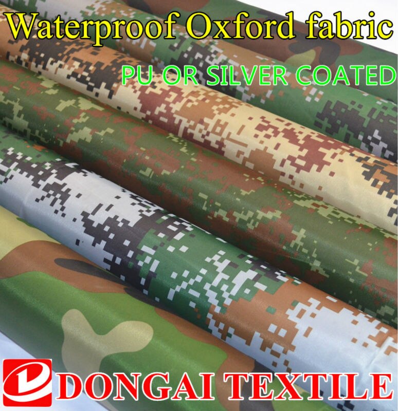 Størrelse 1*1.5 meter bredde camouflage oxford stof trykt sølv eller pu vandtæt klud udendørs telte, bilovertræk stof solskærm