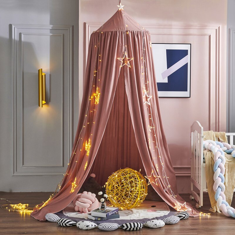 Klamboe Baby Bed Gordijn Crib Verrekening Baby Tent Baby Klamboe Kinderen Katoen Opknoping Luifel Dome: Red bean paste