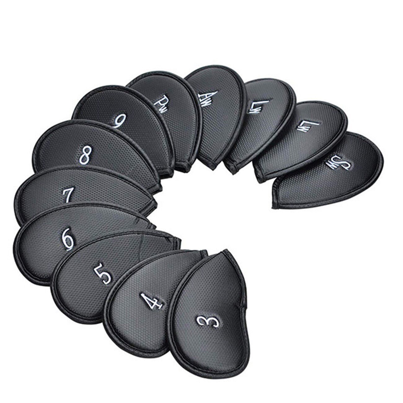 12 Pcs Pu Leer Golf Club Cap Prachtige Protector Iron Head Cover Set Headcover Golf Accessoires: Black