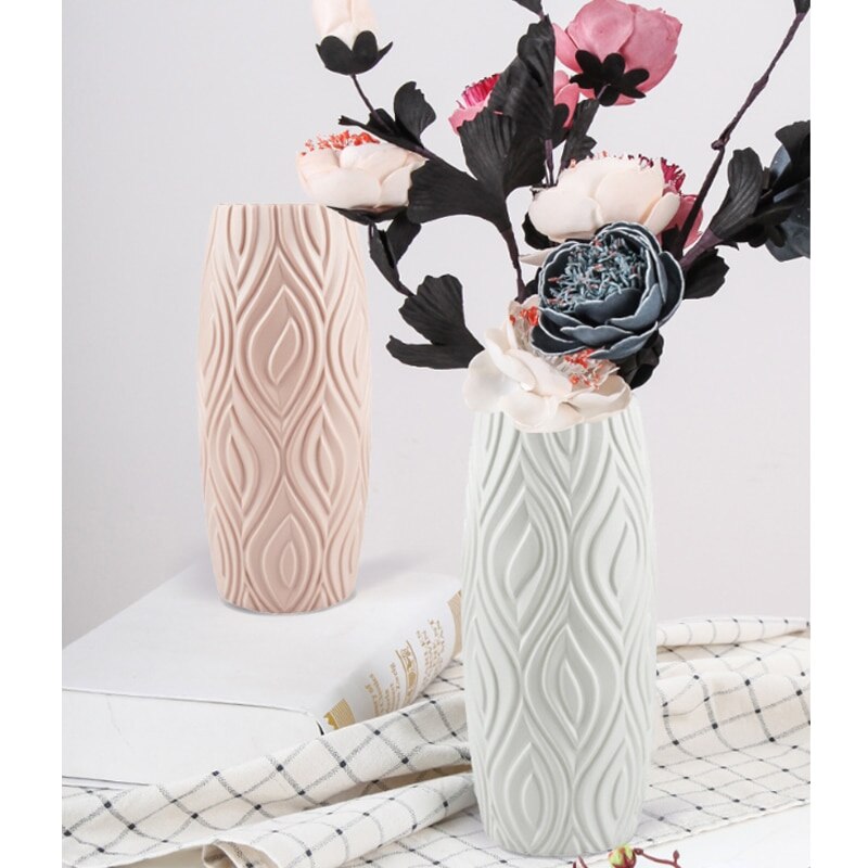 Plastic Vase Home -Resistant Hydroponic Vase Imitation Enamel Decorative Ornaments Imitation Ceramic Flower Pot