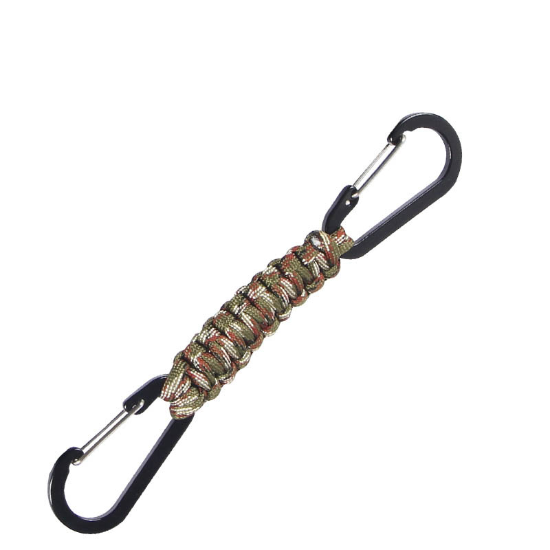 Paracord nyckelring dubbel karbinhake flätad nyckelband överlevnad nödknut verktyg för nycklar utomhus camping vandring ryggsäck: Rött och grönt