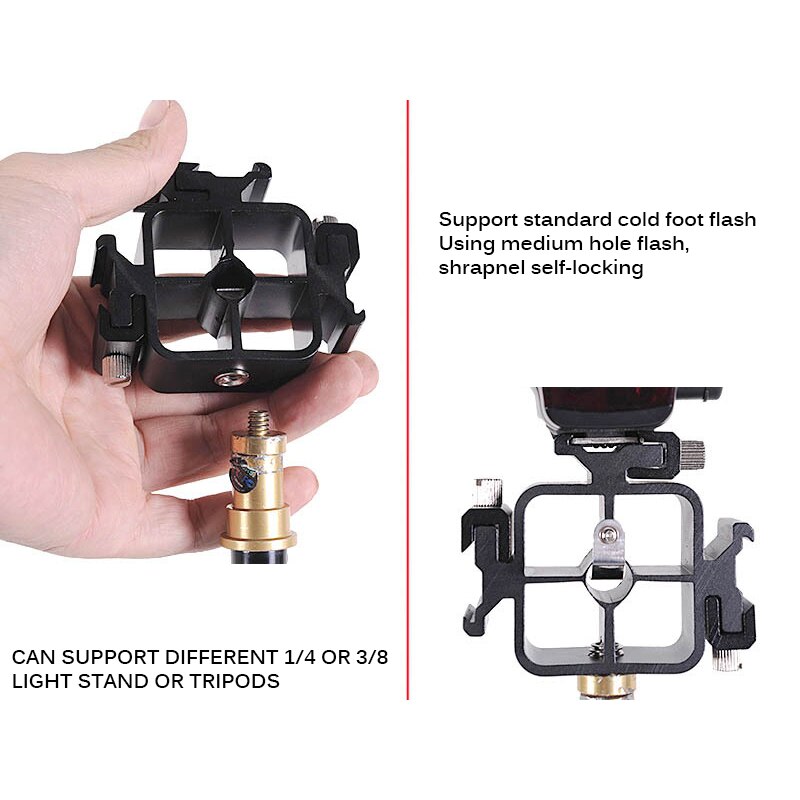 3 in 1 Triple Shoe Tri Shoe Mount Adapter for Flash Holder Bracket Light Stand Umbrella Holder Bracket