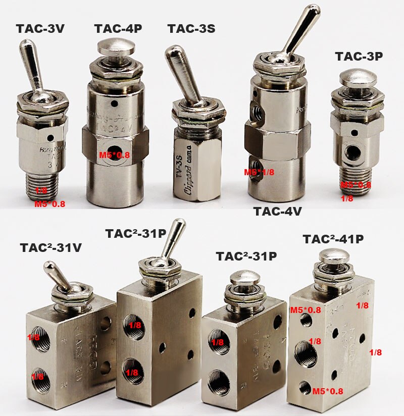 TAC pneumatic toggle valve TAC-3V 3P 3S 4V 4P TAC2-31V 31P 41V 41P Mechanical valve air valve Manual switch cylinder accessories
