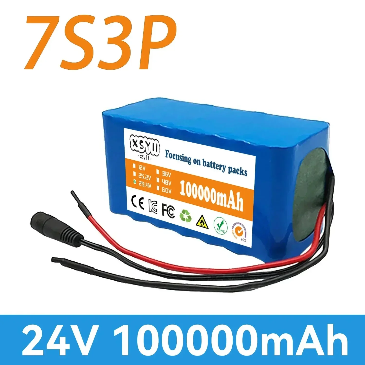 24V 100000mAh 7S3P 18650 Lithium 24V Lithium Battery Wheelchair battery 7s3p Battery Pack