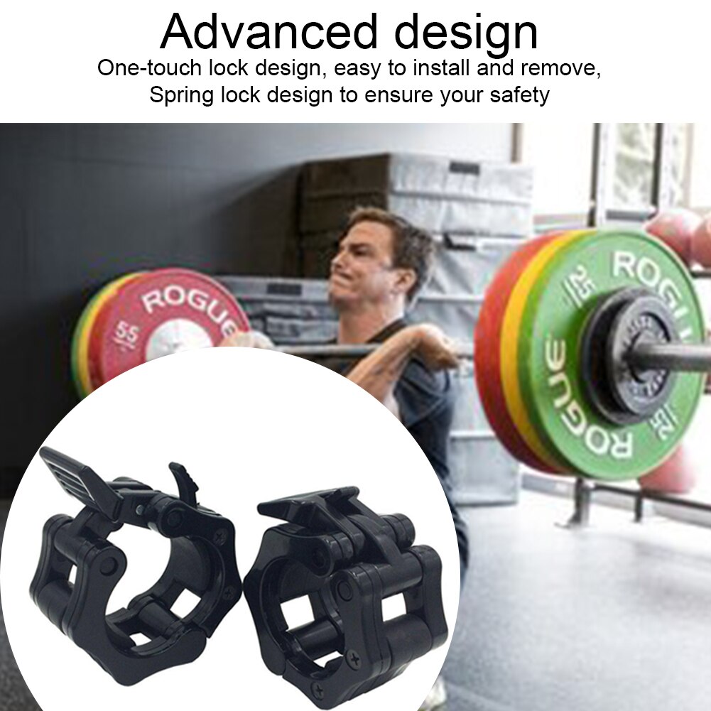 2 st skivstångsklämmor 50mm snabbkopplingar bodybuilding bärbara hem plast gym fitness styrkelyft stång kragar