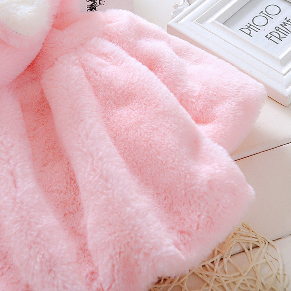 Girls Clothes Baby Infant Girls Fur Winter Warm Coat Cloak Jacket Thick Warm Clothes Baby Cute Hooded Long Sleeve Coats Jacket