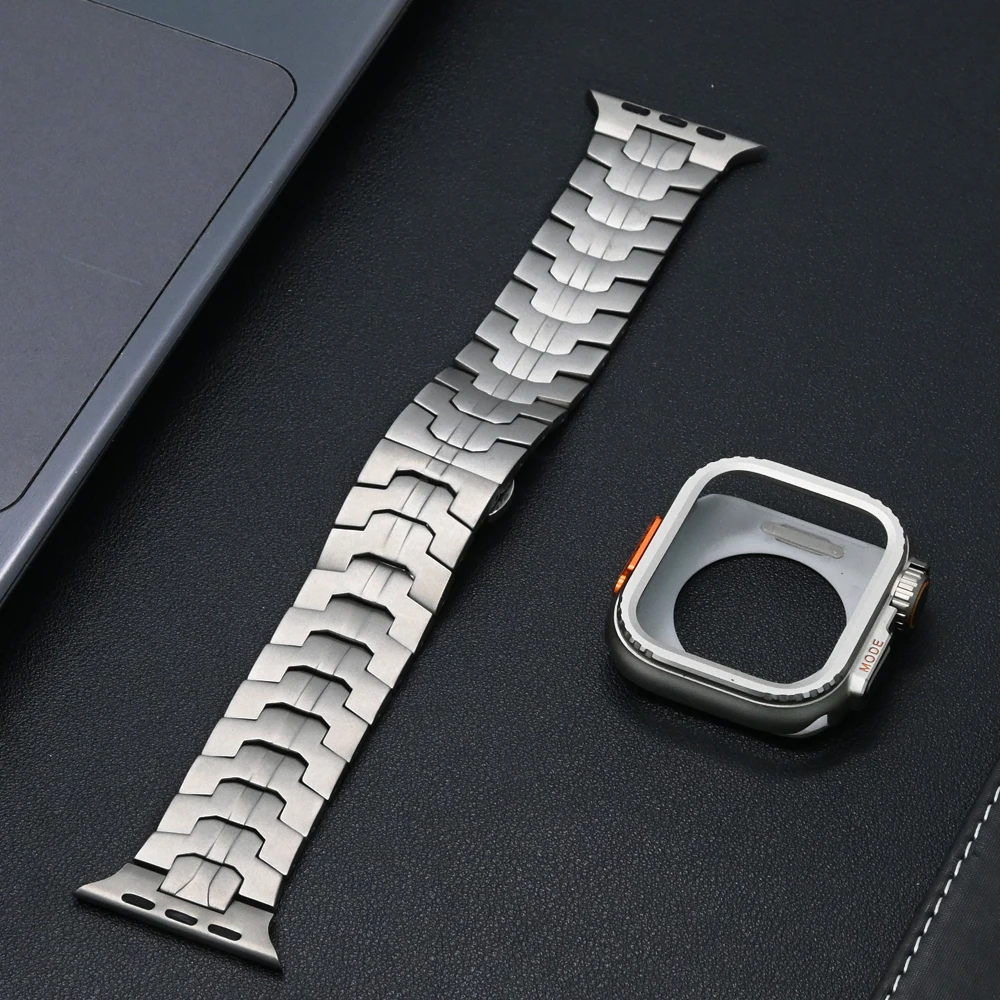 Roestvrij stalen band voor Apple Watch-band 49 mm 46 mm 45 mm 44 mm Vlindergesp Link-armband + kast Iwatch 10 9 8 7 6 5 Se Ultra: Black Yellow / 18mm