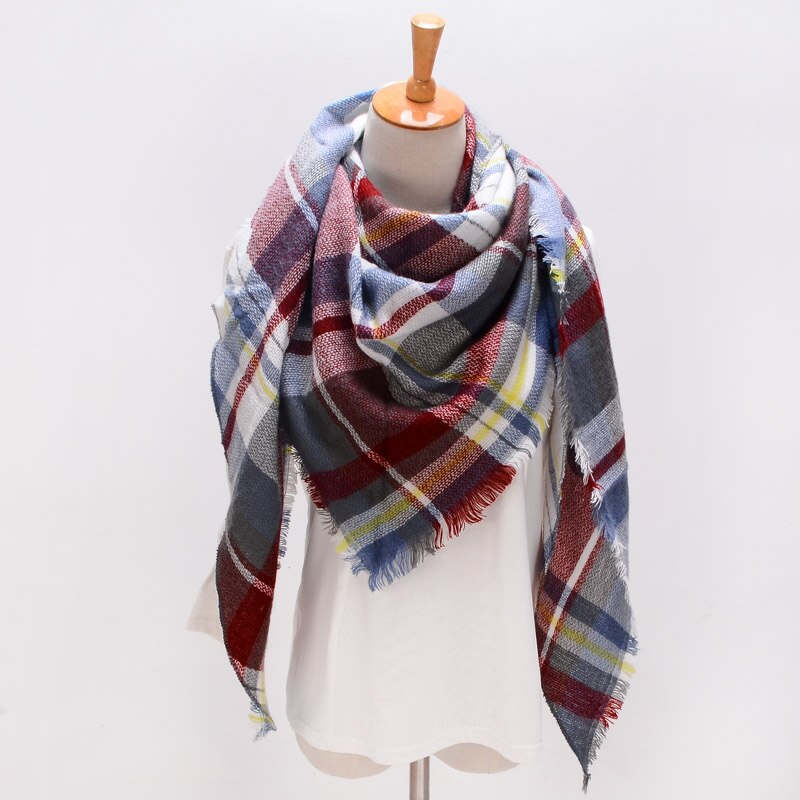 Écharpe triangulaire hijab d'été pour femmes, châle de marque en cachemire à carreaux, couverture  xs027-5: Style 11