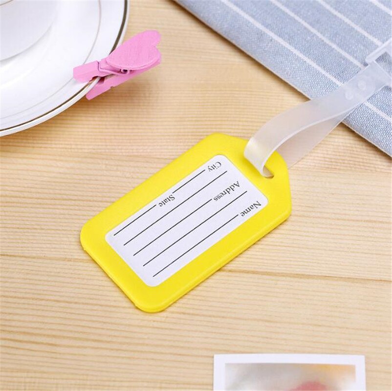 Klassieke Plastic Bagagelabel Reizen Koffer Bagage Reizen Accessoires Mixproof Boarding Tag Adres Label Naam Id Tags 8 Kleur: YELLOW