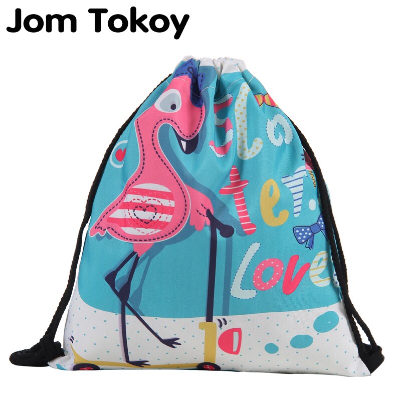 Jom Tokoy Drawstring Bag 3D Printing Mochila Feminina Drawstring Backpack Women daily Casual Girl's knapsack 29040