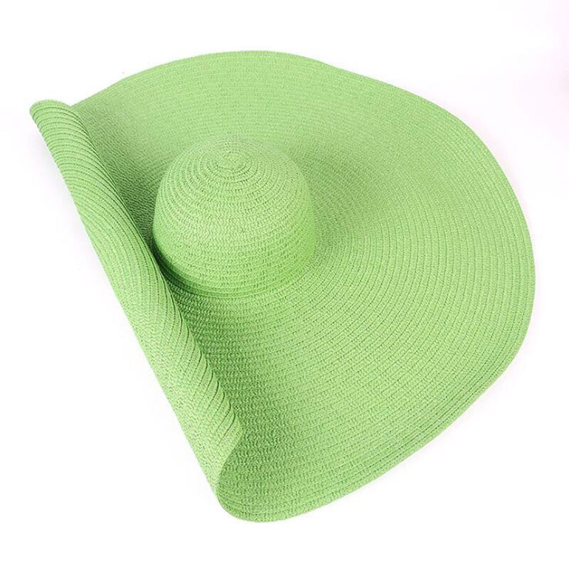 2022 Grote Zomer Hoeden 25Cm Rand Papier Stro Hoeden Cool Mooi Mooie Grote Strand Hoeden Heldere Kleuren Roll Zon hoeden Voor Vrouwen