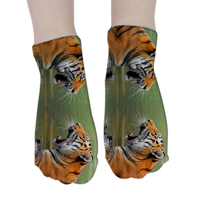 3d trykte dyre korte sokker sjove søde tiger unisex bomuldsstrømper udendørs sport sommer børn lave ankelstrømper носки