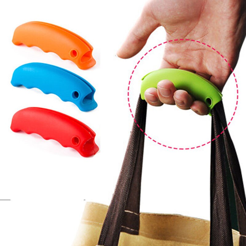 1 stk silikone omtale fad til indkøbspose for at beskytte hænder tur købmandsposeholder klip håndtag lås hjem værktøj