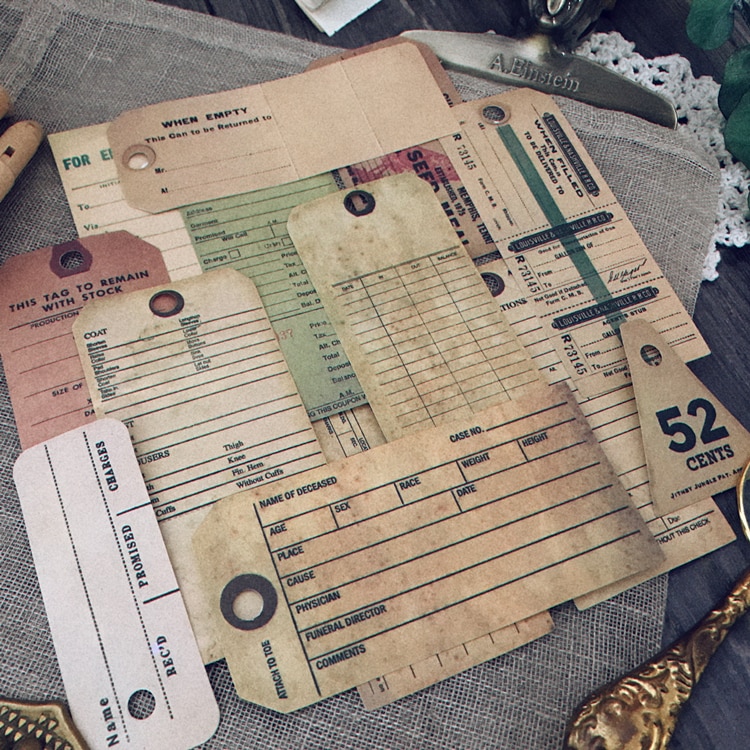 13pcs Junk journal Material Vintage Yellow Tag Sticker bullet Tim Holtz Wind Text stickers aesthetic stationery pegatinas