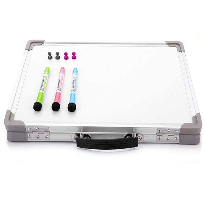 Desktop Foldable Erase Whiteboard Portable Drawing Writing Message Board with Marker Pen Magnetic Buttons School Office Supplies