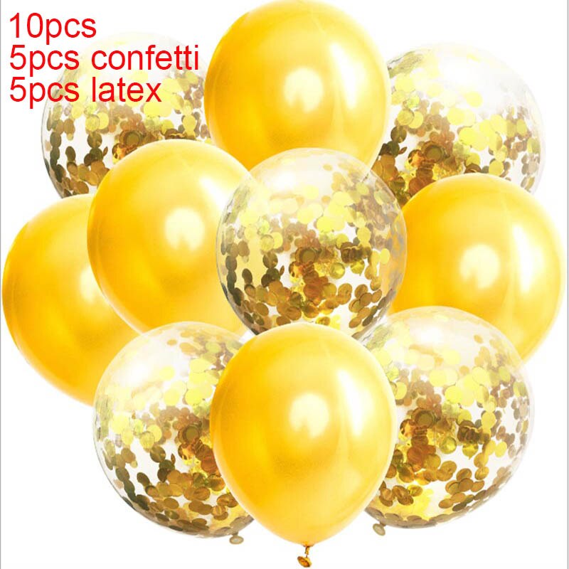 Sweet 16th Birthday Party Decorations Number 16 Foil Balloons Gold 16 Years Latex Balloon Birthday Party Ballon For Adult Balls: 10pcs gold confetti