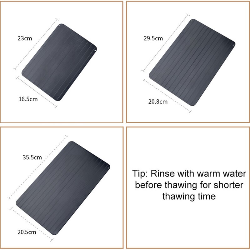 Upgrade Fast Defrost Tray Metal Plate Safe Thaw Frozen Defrosting Tray Three Sizes Meat Fish Sea Food Kitchen Cook Gadget Tool