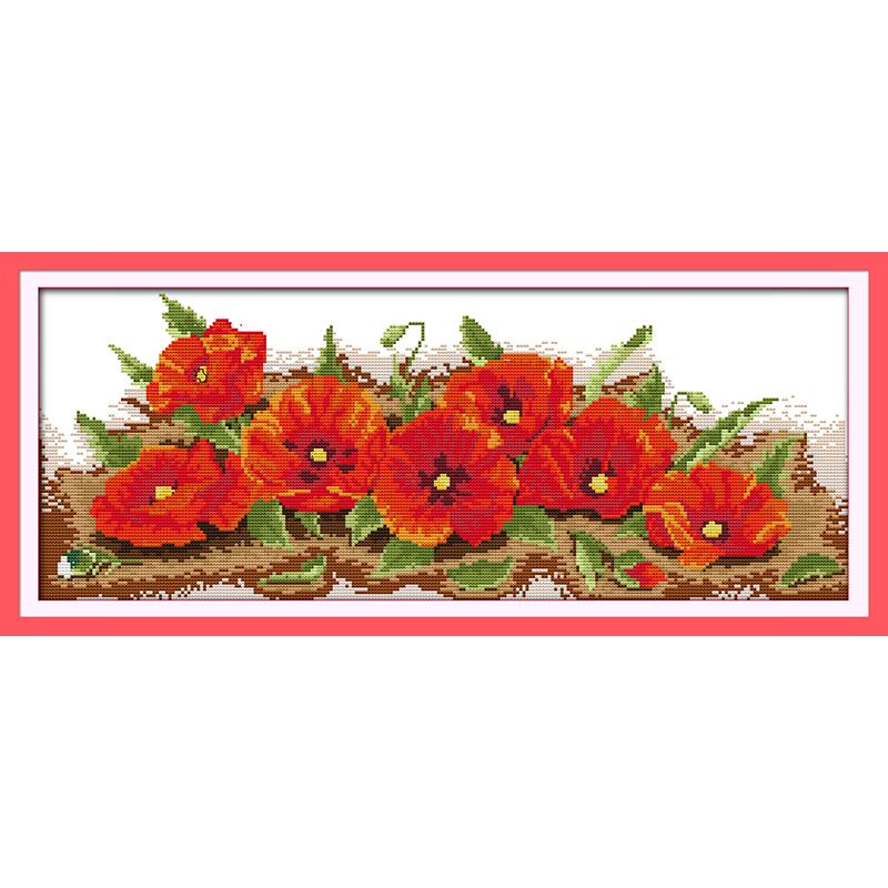 Bloemen Gestempeld Borduurpakketten Vreugde Zondag Kleurrijke Rose Gedrukt 11CT 14CT Telpatroon Borduurwerk Handwerken Sets: H322(1) / 11CT Printed Cloth