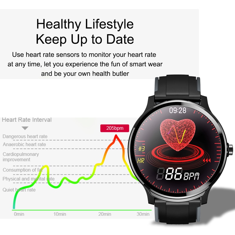LIGE nouvelle montre intelligente plein écran tactile IP68 étanche fréquence cardiaque moniteur de pression artérielle Sport smartwatch information rappel