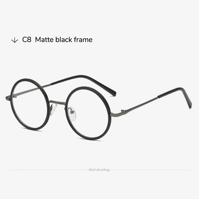 Toketorism vintage pyöreät silmälasit nainen mies retro lasit optiset kehykset: Mattamusta
