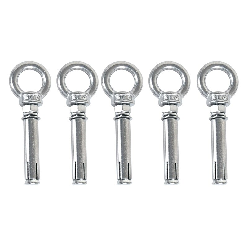5Pcs M8 x 60mm Expansion Bolt Anchor Bolt 304 Stainless Steel Ring Lifting Anchor Eye Bolt Expansion Eyebolt: Default Title