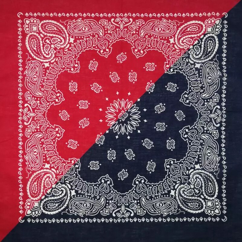 Bohem paisley blomster dobbel farge blokk unisex bomull lomme firkantet skjerf pannebånd halstørkle hip hop armbånd hals slips: Blå