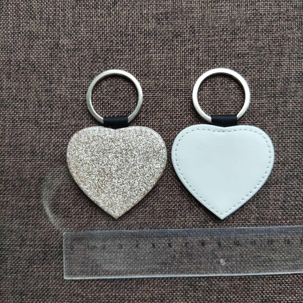 Gratis Shipping10pcs Leeg Sublimatie Bling Lederen Hanger Tags Sleutelhangers Diy Afdrukken Sublimatie Inkt Transfer Papier Afdrukken: Golden Heart