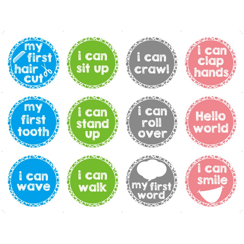 12 pièces bébé mensuel photographie autocollants dessin animé fleur -né bébé photographie étape 1-12 mois enfants Photo stand accessoires