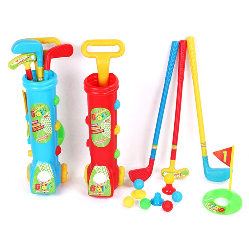 Childrens Plastic Golf Caddy Set Kids Outdoor Tuin Zomer Plezier Spel Speelgoed