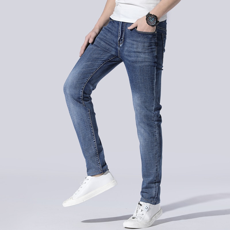 neue Gerissen Gewaschene Jeans Geschäft lässig Elastische Dünne Jeans Plus Größe 40 42 44 46