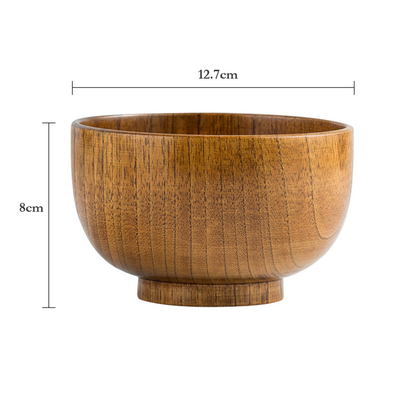 Cuenco de madera japonés para sopa, cuencos grandes de arroz, utensilios de madera, vajilla de cocina, cuenco de servicio para comedor, cuenco de madera para ensalada de frutas y comida, 2/4 Uds.