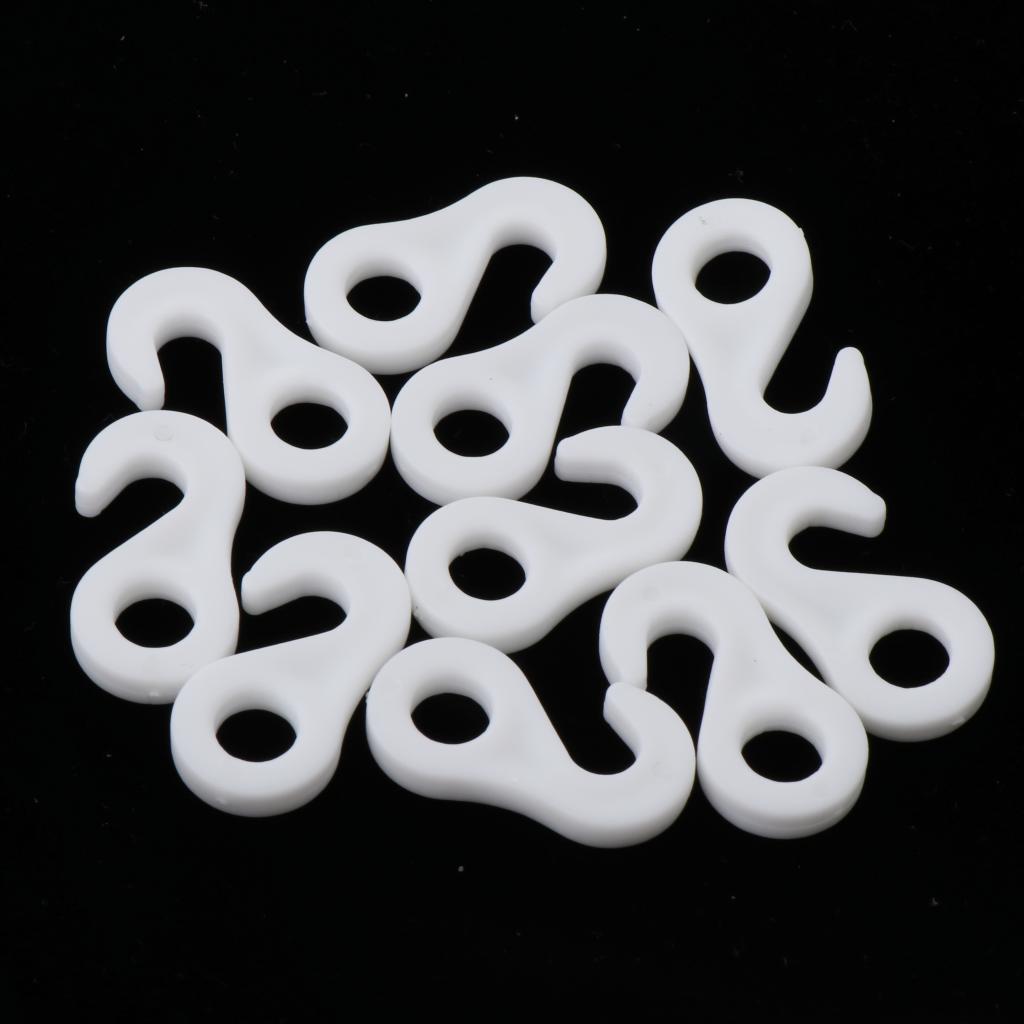 10Pcs/set Plastic Fasten Hook Carabiner for Tent Awning Tie Rope Bungee Cord End S Inner Tent Hook with Hole Repair Accessory